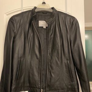Black Wilson Genuine Leather Moto Jacket.